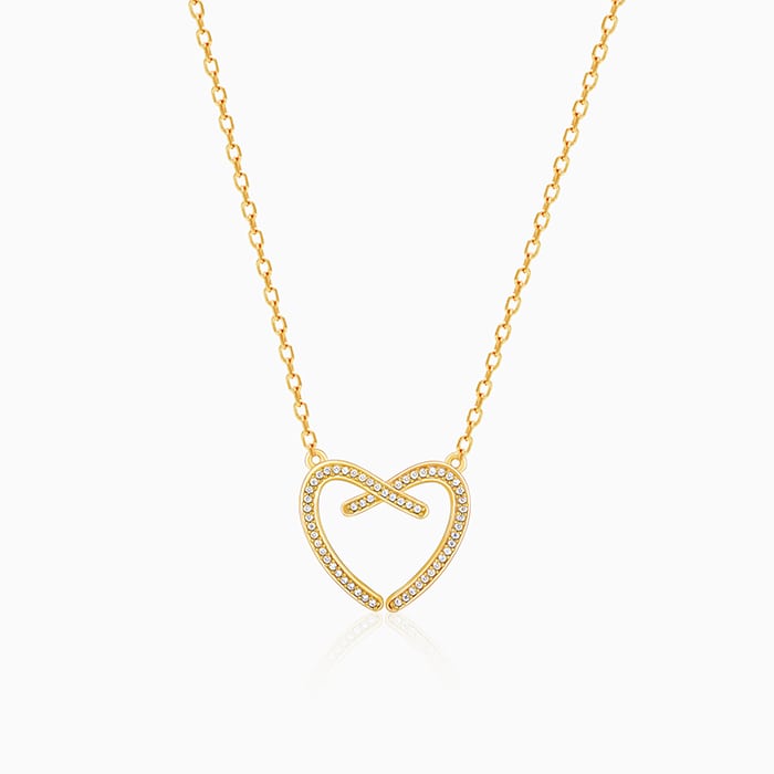 Golden Zircon Studded Heart Necklace