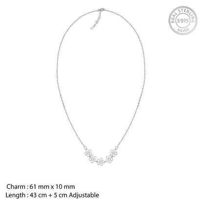 Silver Chunky Floral Necklace