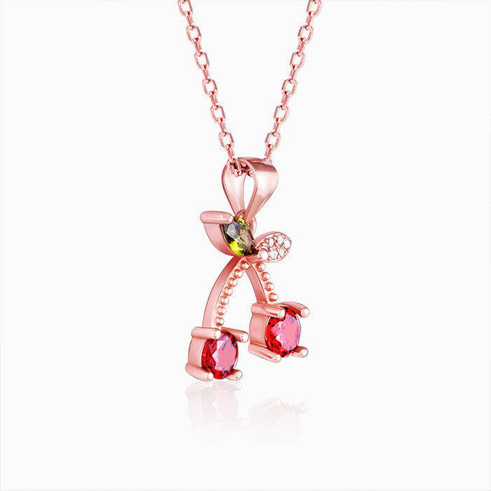 Rose Gold Colourful Floral Pendant with Link Chain