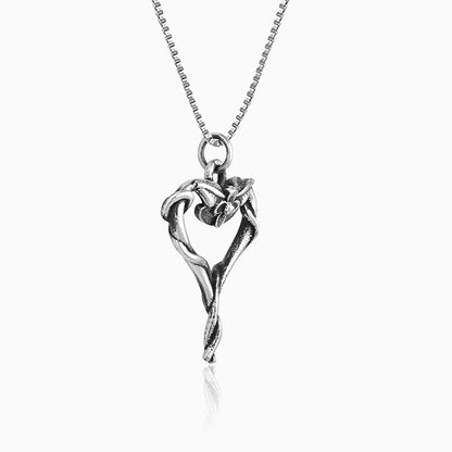 Oxidised Silver Roped Heart Pendant With Box Chain
