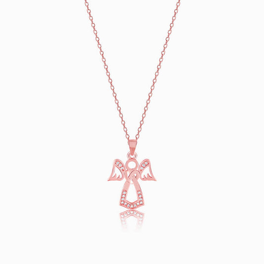 Rose Gold Angel Pendant with Link Chain