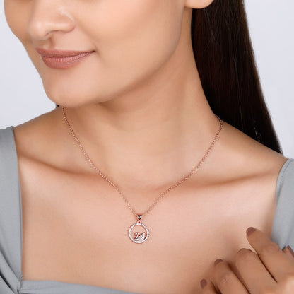 Rose Gold Zircon Studded Swan Pendant with Link Chain