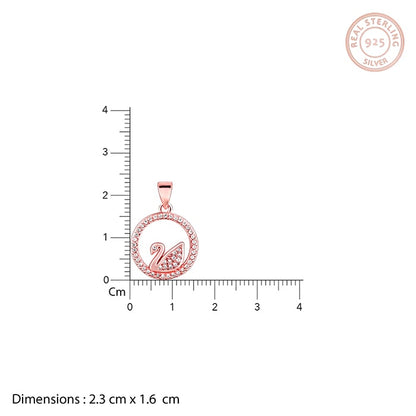 Rose Gold Zircon Studded Swan Pendant with Link Chain