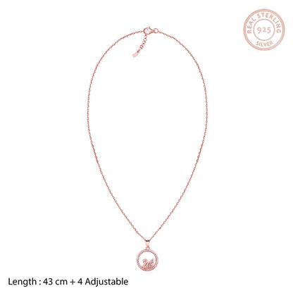 Rose Gold Zircon Studded Swan Pendant with Link Chain