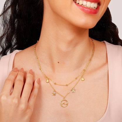 Golden Layered Charm Necklace