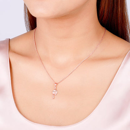 Rose Gold Saturn Pendant With Link Chain