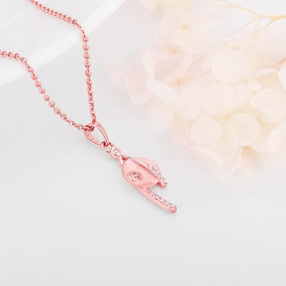 Rose Gold Saturn Pendant With Link Chain