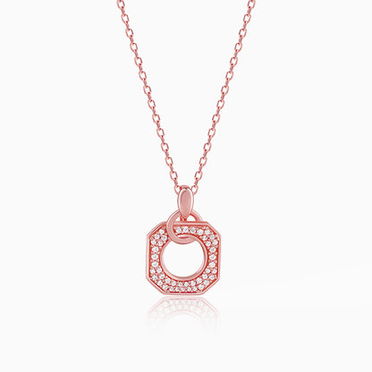 Rose Gold Square Sparkling Necklace