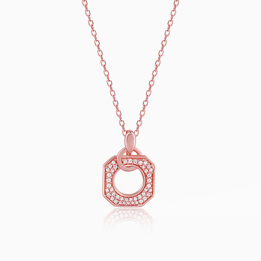 Rose Gold Square Sparkling Necklace