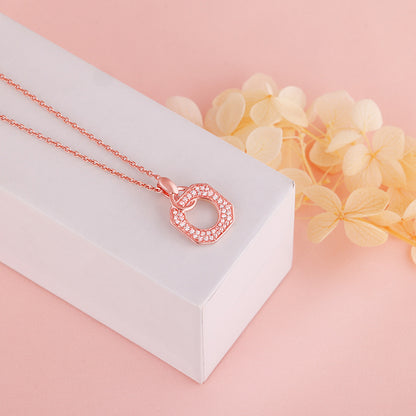 Rose Gold Square Sparkling Necklace