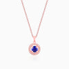 Rose Gold Blue Velvet Pendant With Link Chain