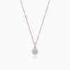 Rose Gold Blue Halo Pendant With Link Chain