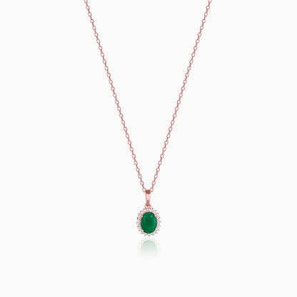 Rose Gold Evergreen Halo Pendant With Link Chain