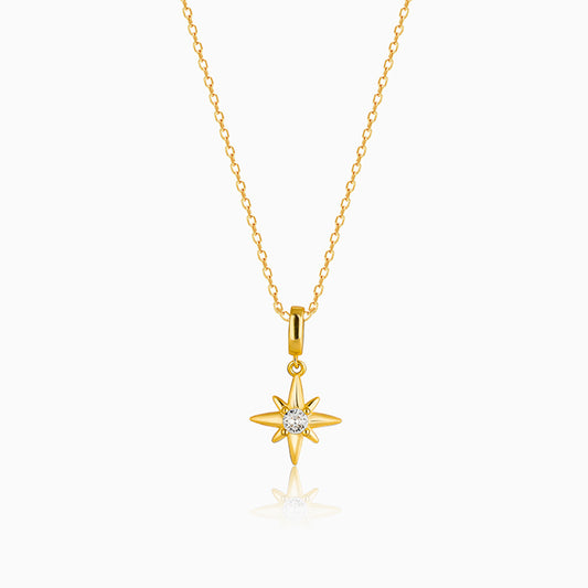 Golden North Star Pendant With Link Chain