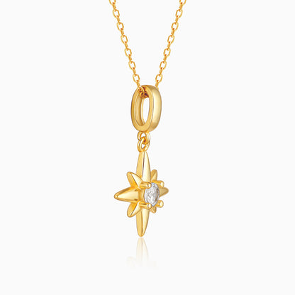 Golden North Star Pendant With Link Chain