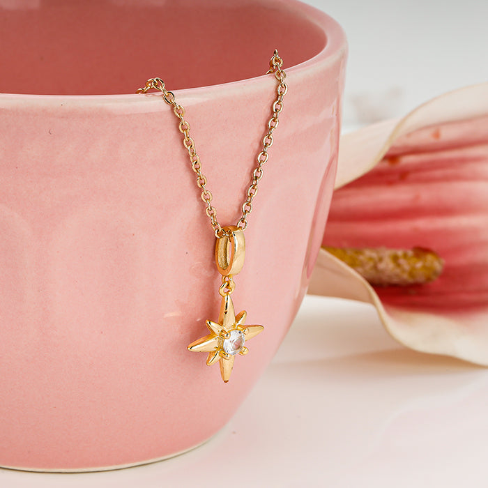Rose gold necklace, screw clip and pink star – raniakinge