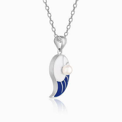 Silver Half Moon Dual Colour Pendant With Link Chain