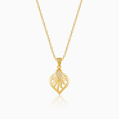 Golden Sun Leaf Pendant With Link Chain
