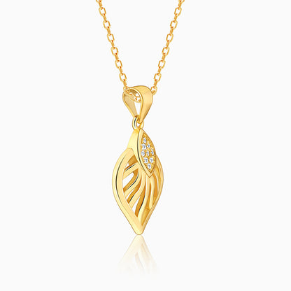 Golden Sun Leaf Pendant With Link Chain