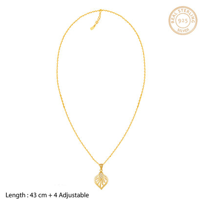 Golden Sun Leaf Pendant With Link Chain
