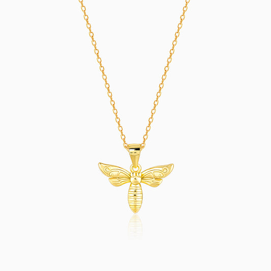 Golden Bumble Bee Pendant With Link Chain