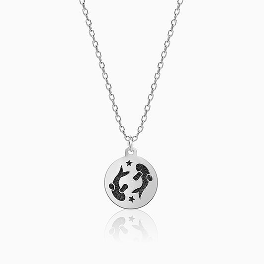 Silver Pisces Zodiac Pendant with Link Chain