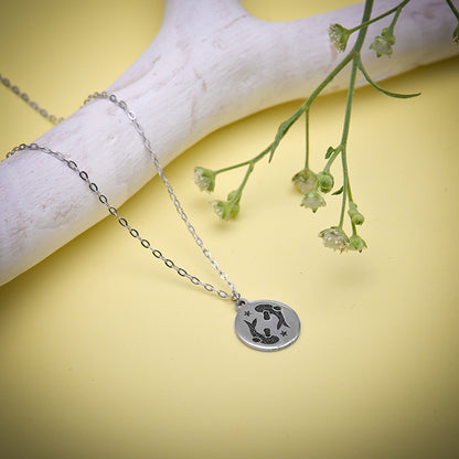 Silver Pisces Zodiac Pendant with Link Chain