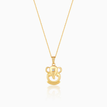 Golden Ganpati Pendant With Link Chain