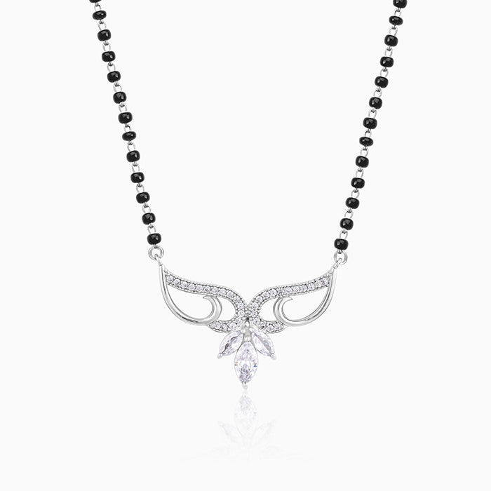 Silver Floral Winged Mangalsutra