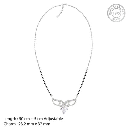 Silver Floral Winged Mangalsutra