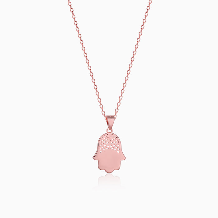 Rose Gold Hamsa Pendant with Link chain