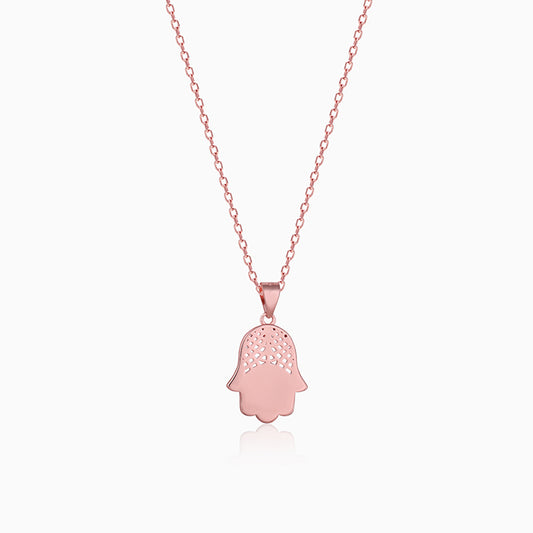 Rose Gold Hamsa Pendant with Link chain