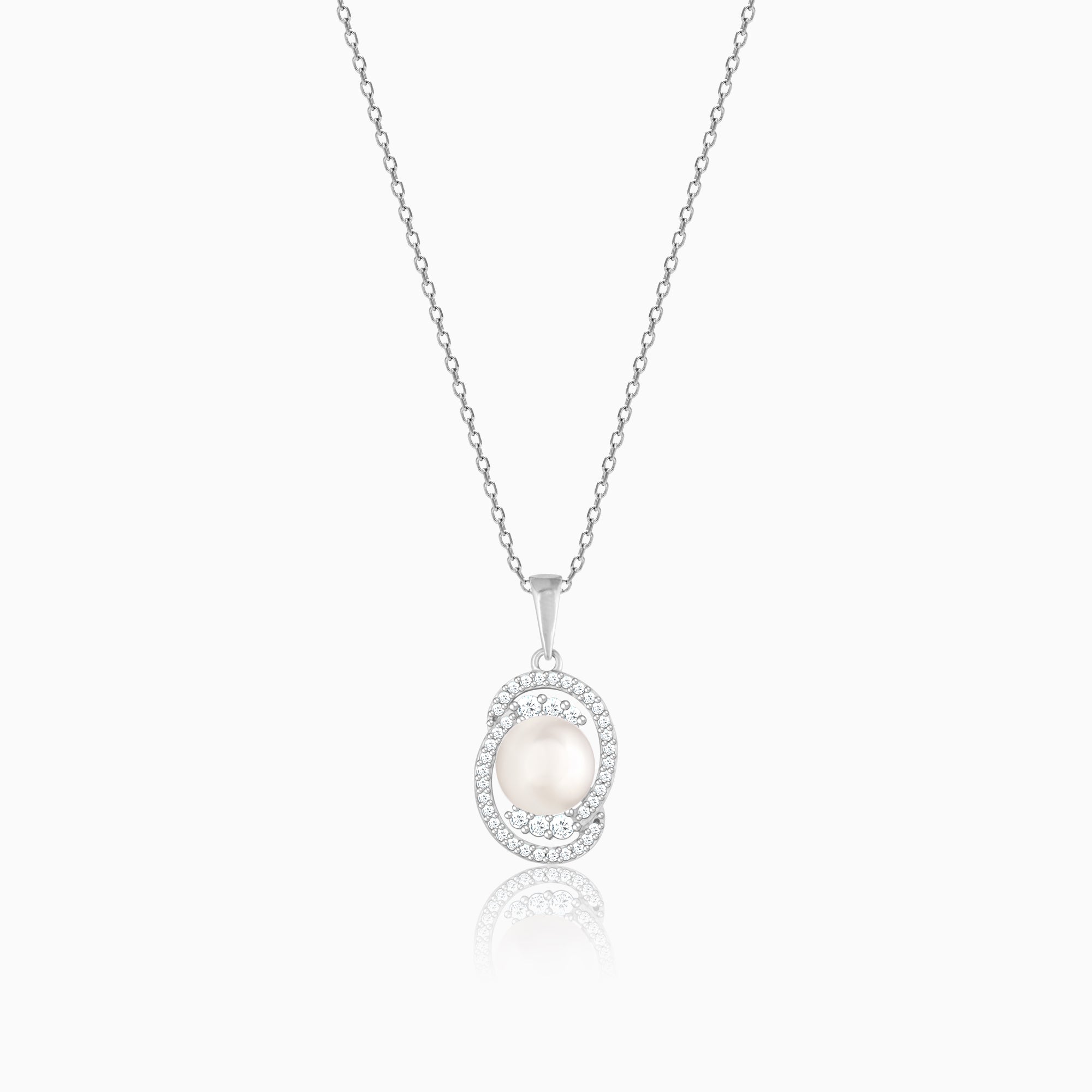 Silver Pearl Ripple Pendant With Link Chain – GIVA Jewellery