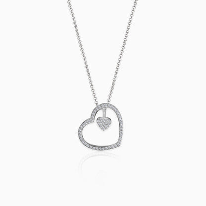 Silver Dazzling Zircon Heart Pendant With Link Chain