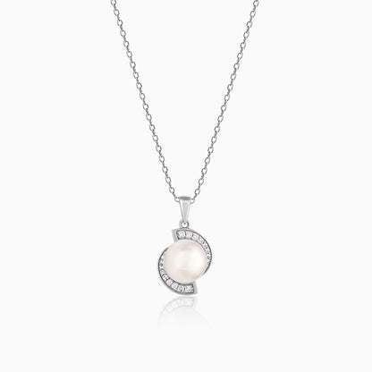Silver Moonstar Pearl Pendant with Link Chain