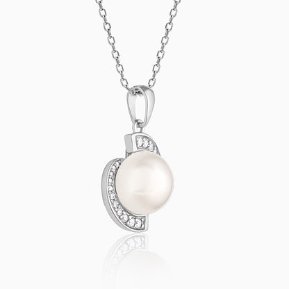 Silver Moonstar Pearl Pendant with Link Chain