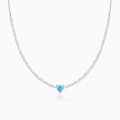 Silver Blue Heart Choker Necklace
