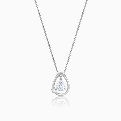 Silver Teardrop Pendant With Link Chain