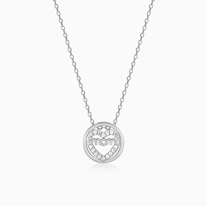 Silver Heart MOM Necklace - Image 1