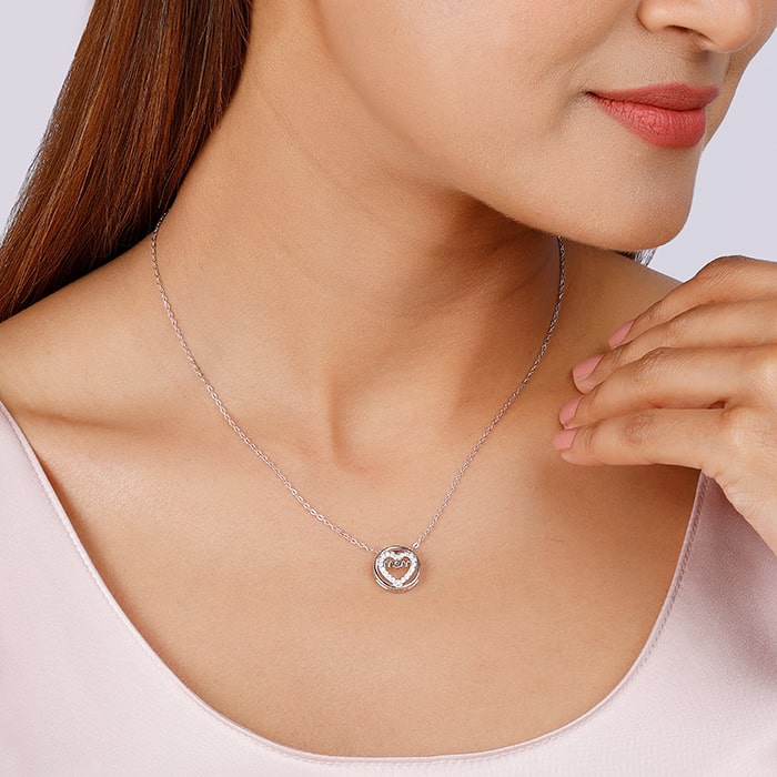 Silver Heart MOM Necklace - view 3