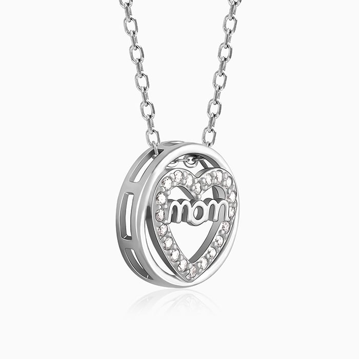 Silver Heart MOM Necklace - view 4