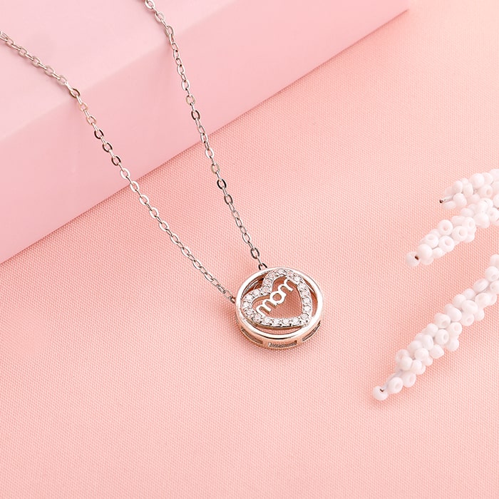 Silver Heart MOM Necklace - view 2