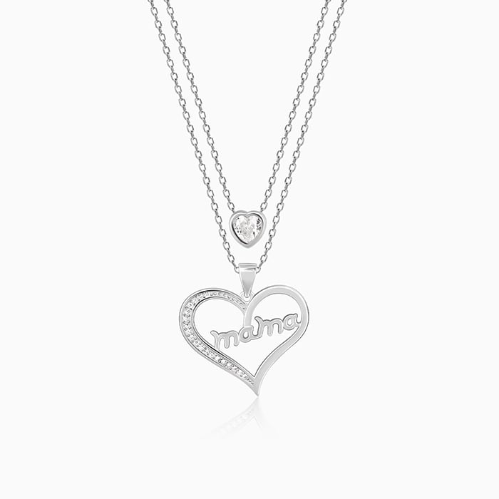 Anushka Sharma Silver Mama In My Heart Layered Necklace - Image 1