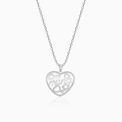 Silver MAMA Heart Pendant with Link Chain