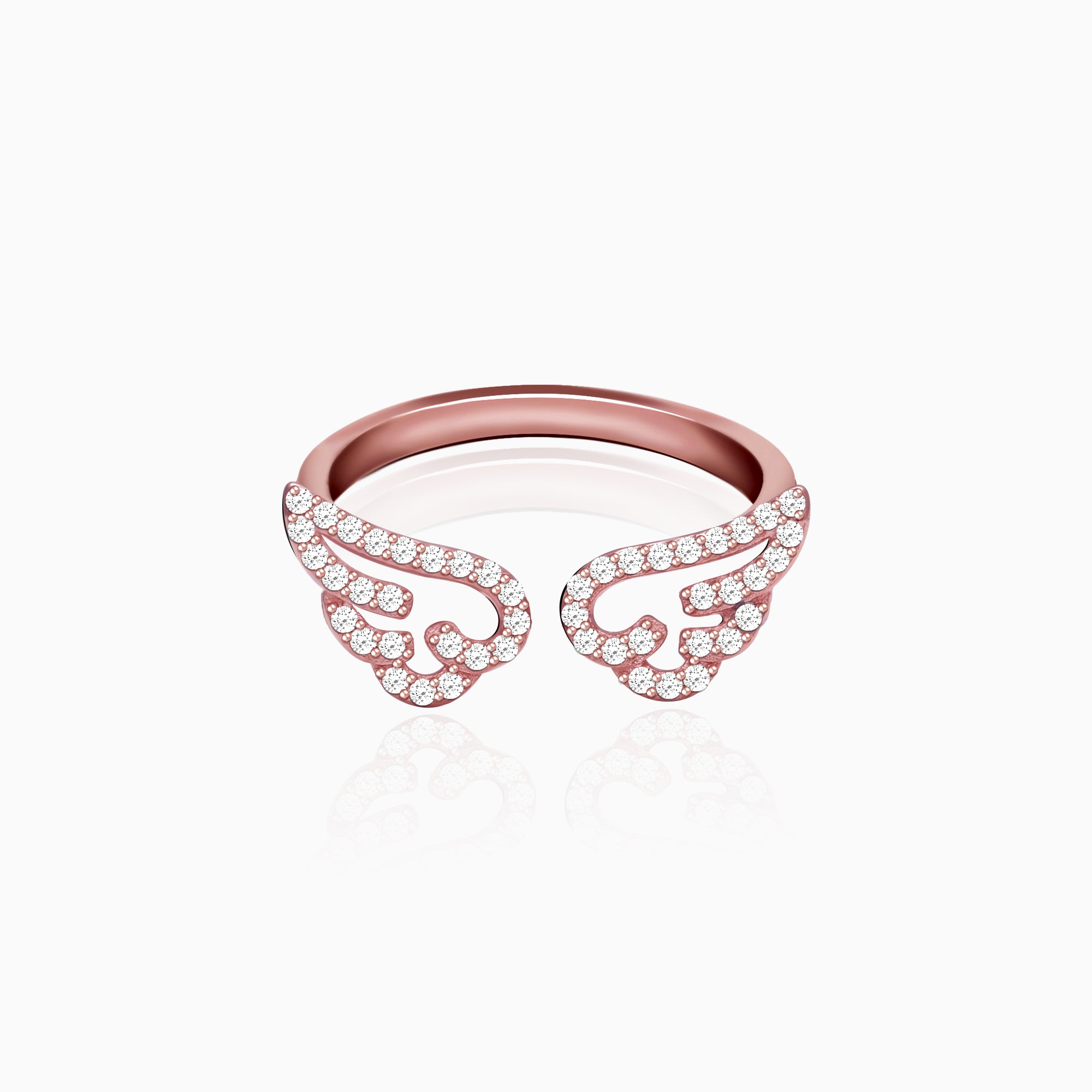 Rose Gold Angel Wings Ring - Image 1