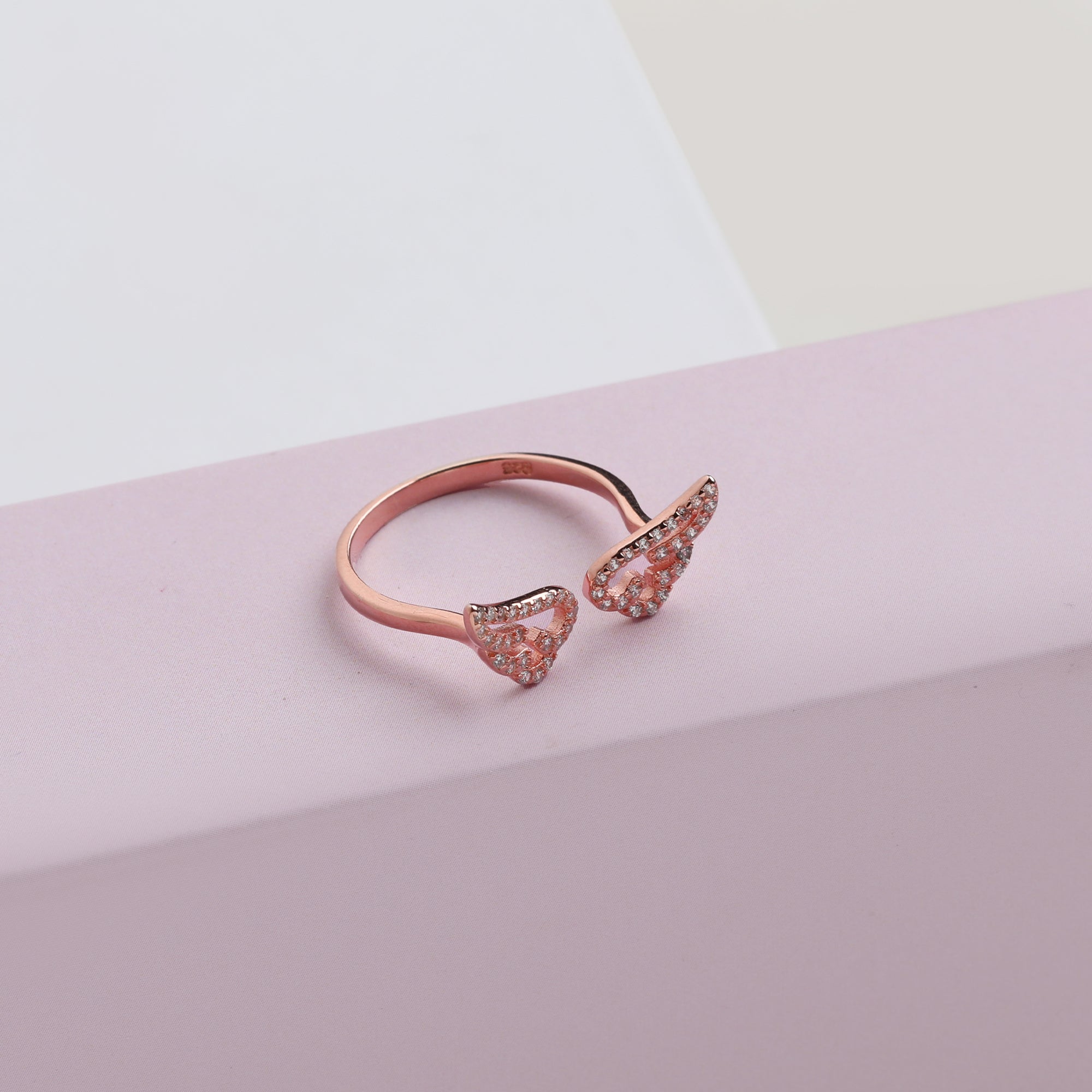 Rose Gold Angel Wings Ring - view 2