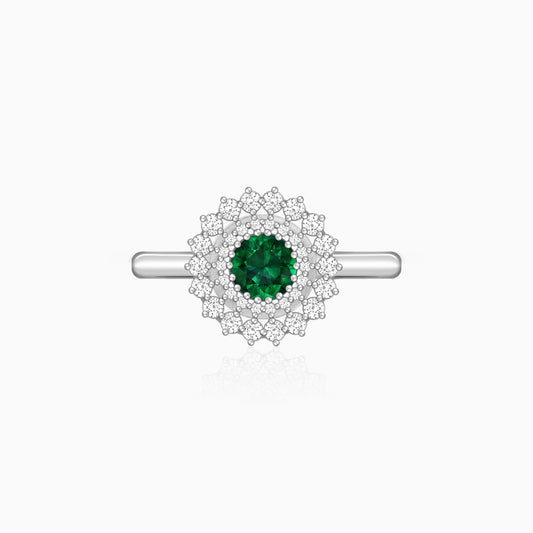 Silver Zircon Emerald Sunshine Ring