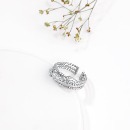 Silver Layered Bead Ring
