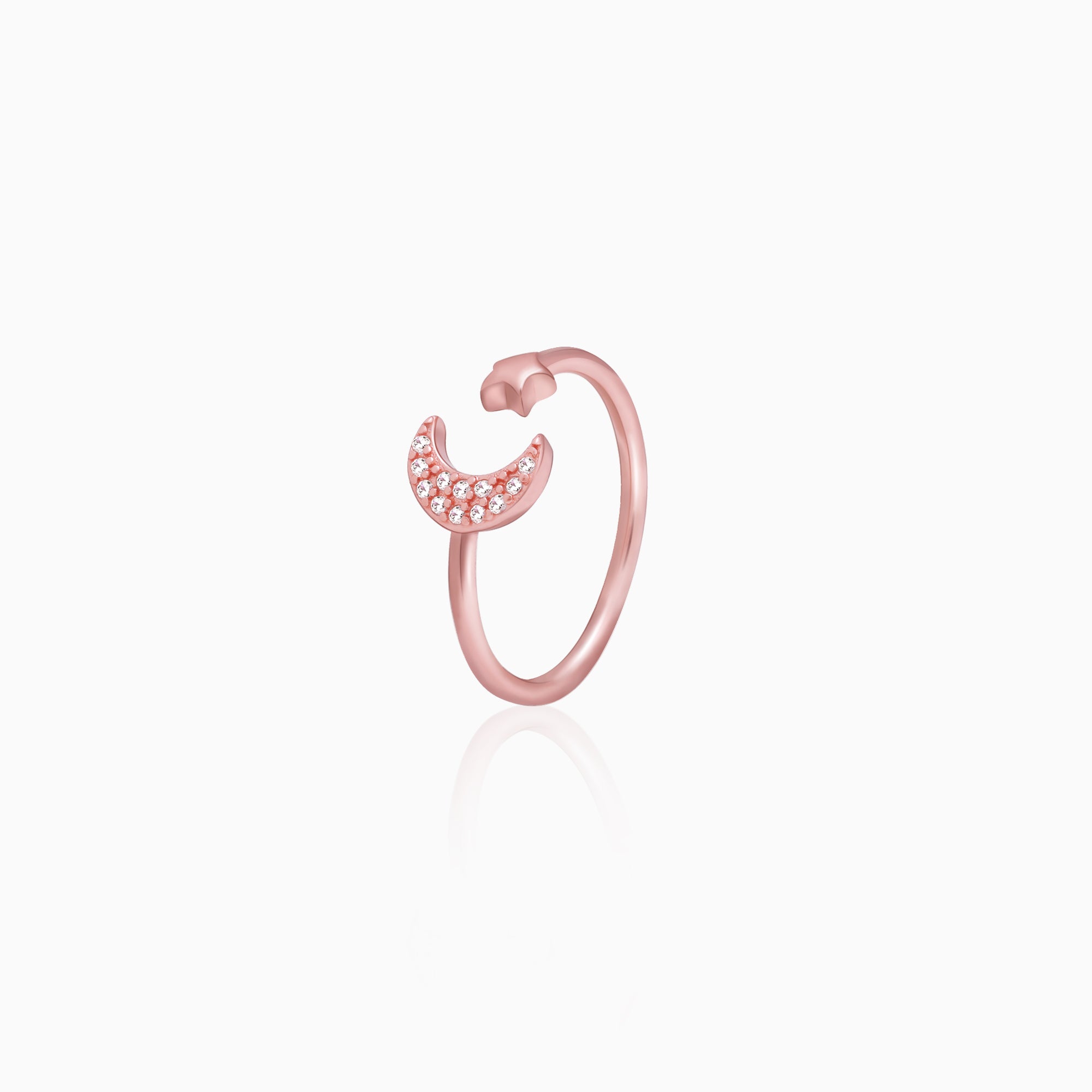 Rose Gold Moon-Star Constellation Ring - view 4