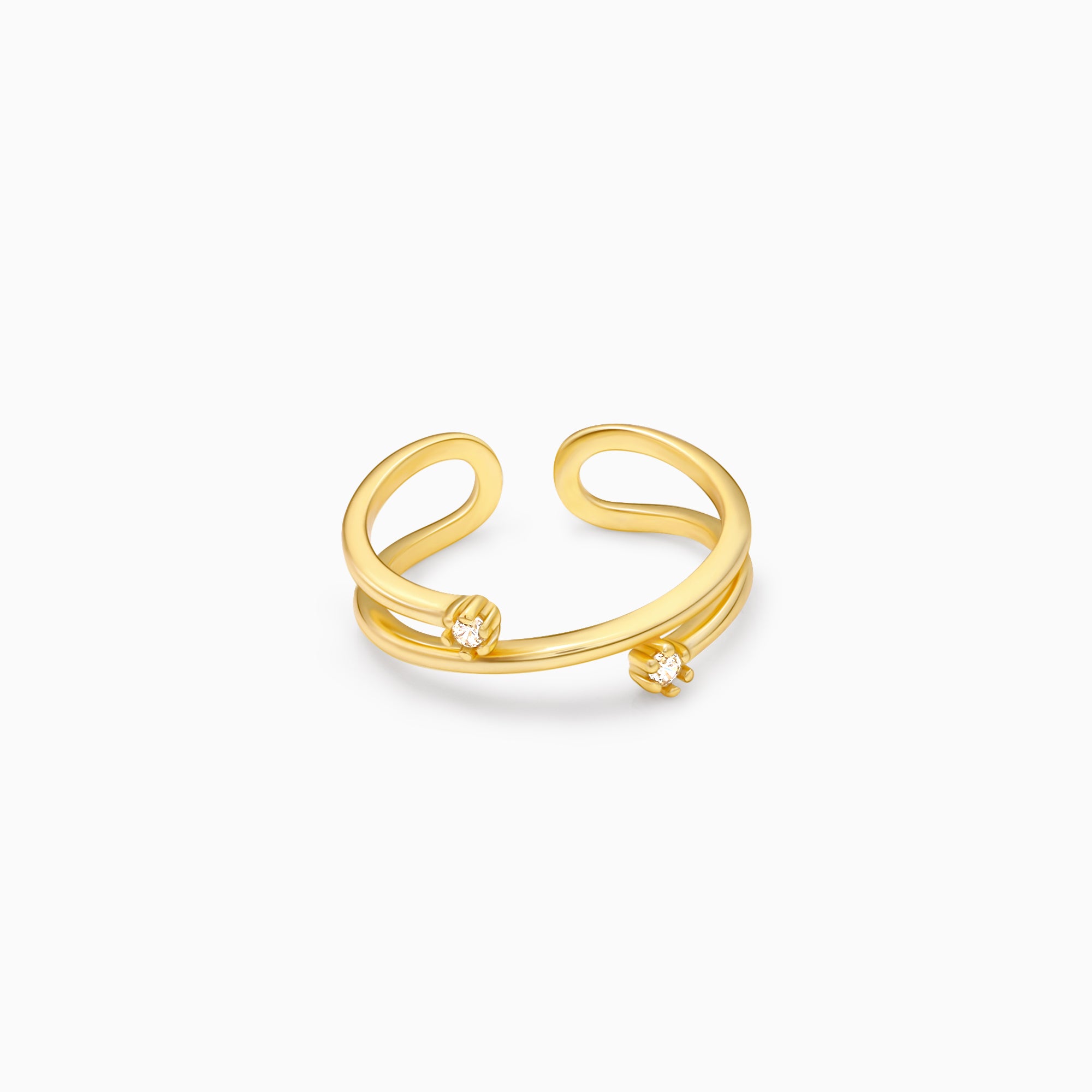 Golden Twist & Turn Zircon Ring - Image 1